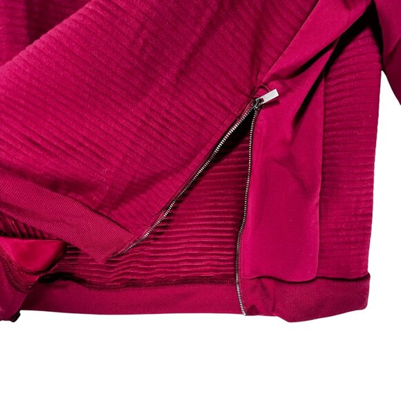 Ribbed Mock Neck Pullover Shirt Side Zippers 2X Magenta The Sweatshirt Project - Picture 4 of 13